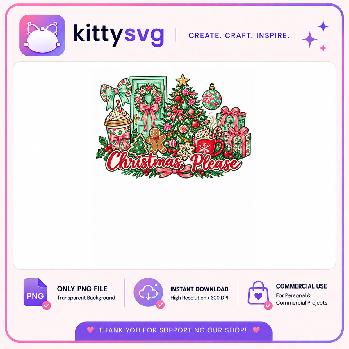 Christmas Please PNG, Christmas Tree Gingerbread Sublimation PNG, Holiday PNG