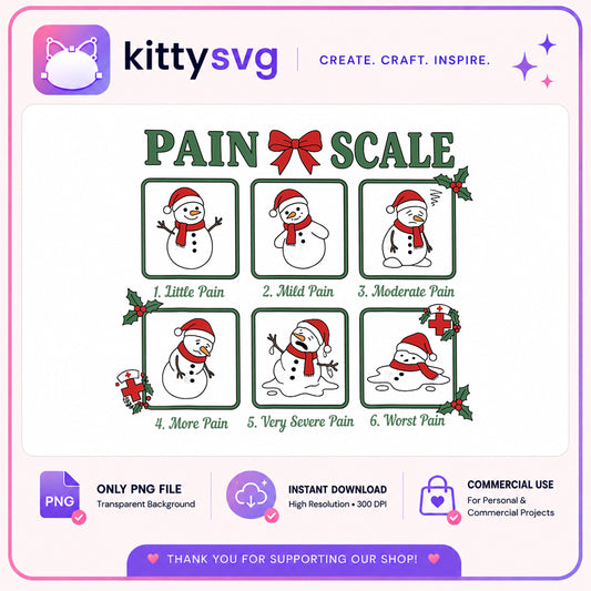 Christmas Snowman Pain Scale PNG, Funny Nurse Christmas PNG, Holiday PNG