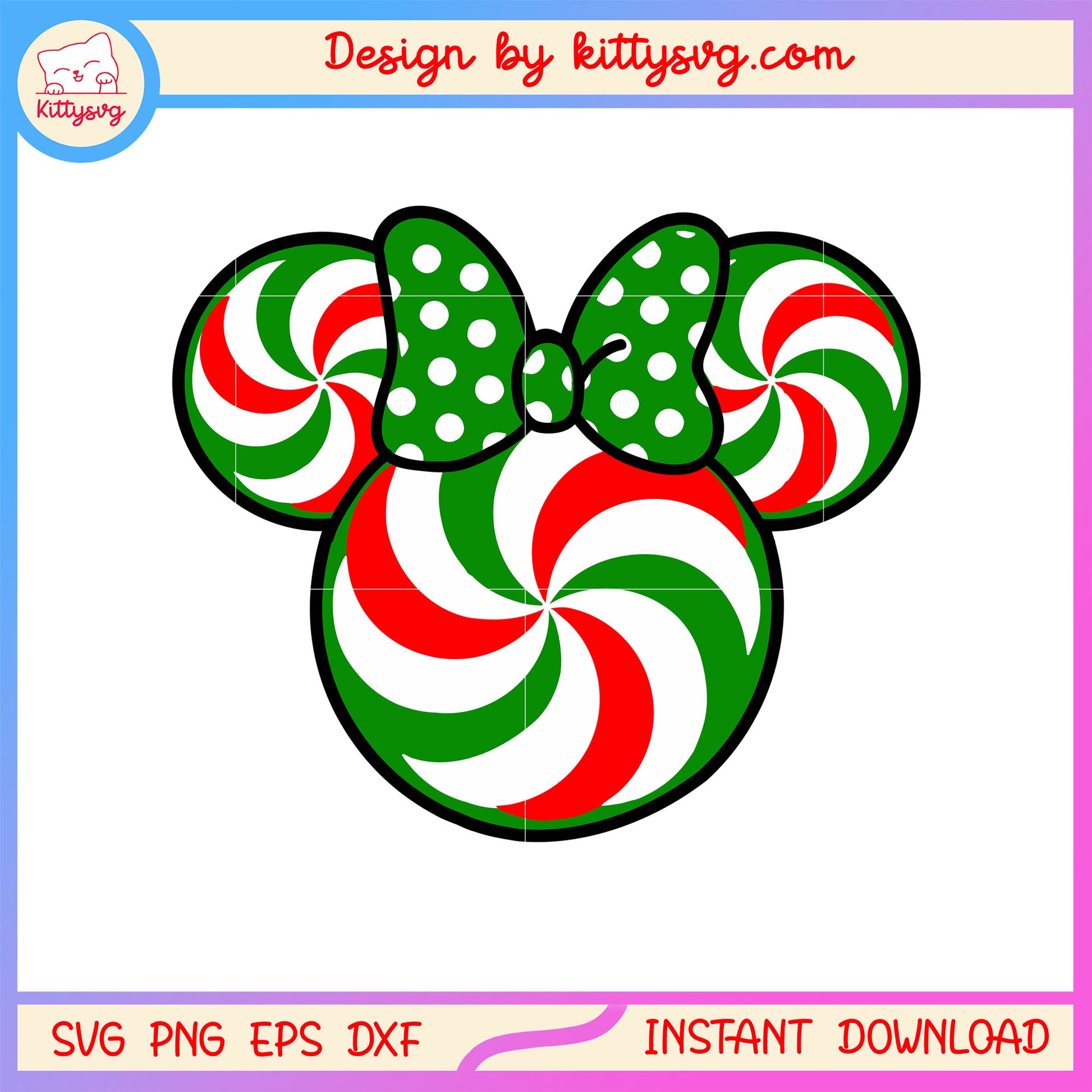 Christmas candy disney minnie face svg, x mas candy svg