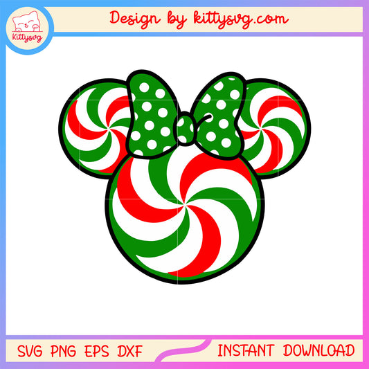 Christmas candy disney minnie face svg, x mas candy svg