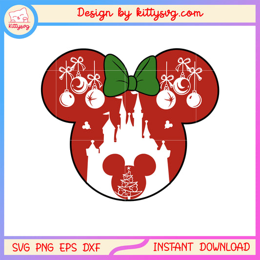 Christmas castle ball disney minnie head svg, christmas funny pics svg