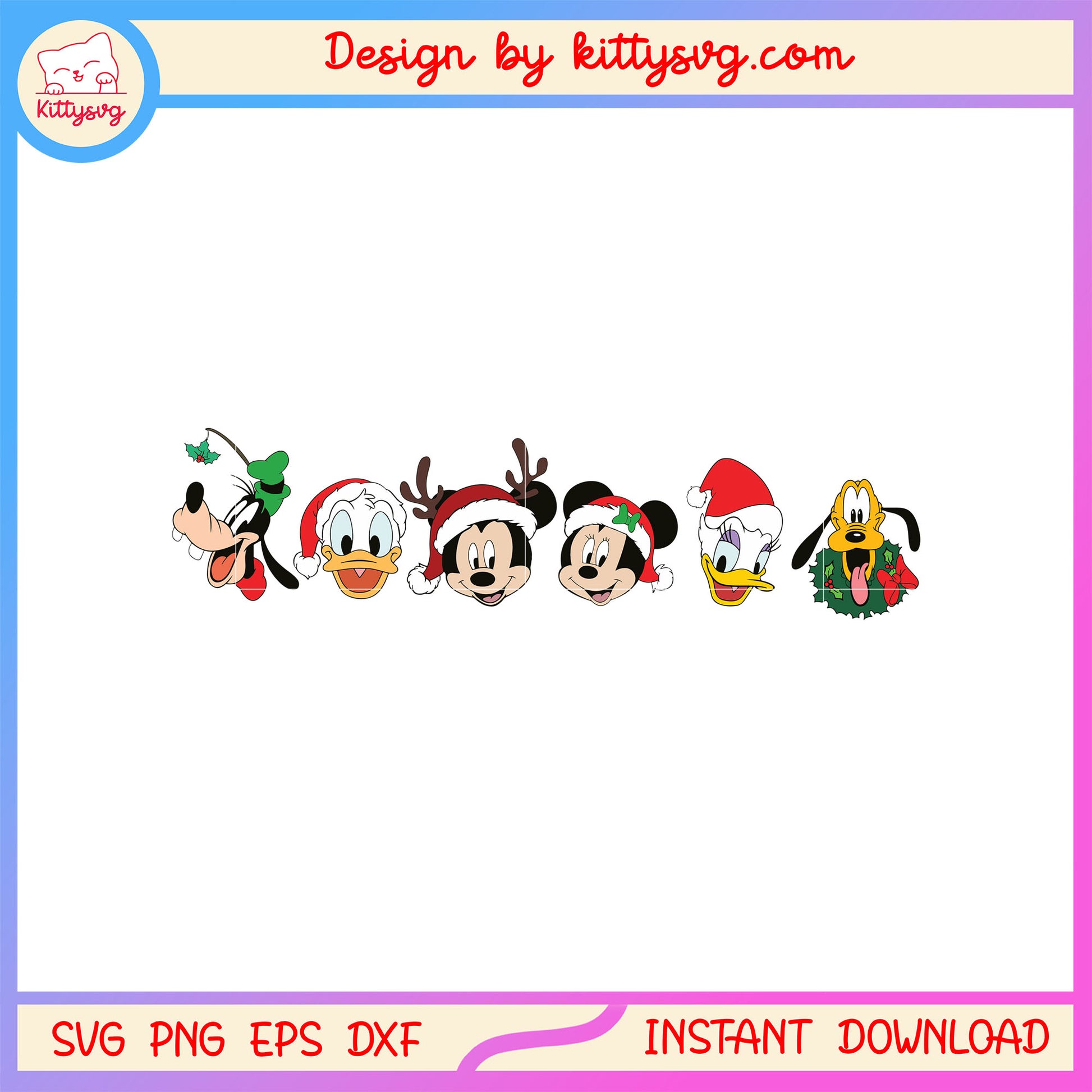 Christmas character face disney mickey svg, mickey friends svg