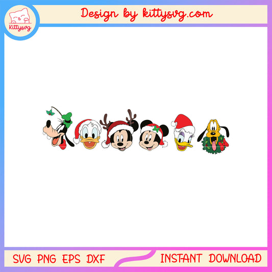 Christmas character face disney mickey svg, mickey friends svg