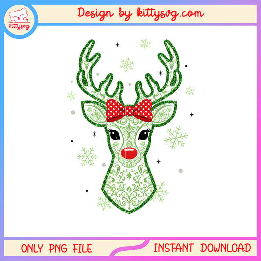 Christmas coquette reindeer swirling design png, that christmas png