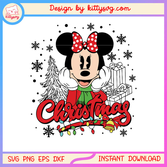 Christmas cute face minnie mouse svg, disney minnie cartoon svg