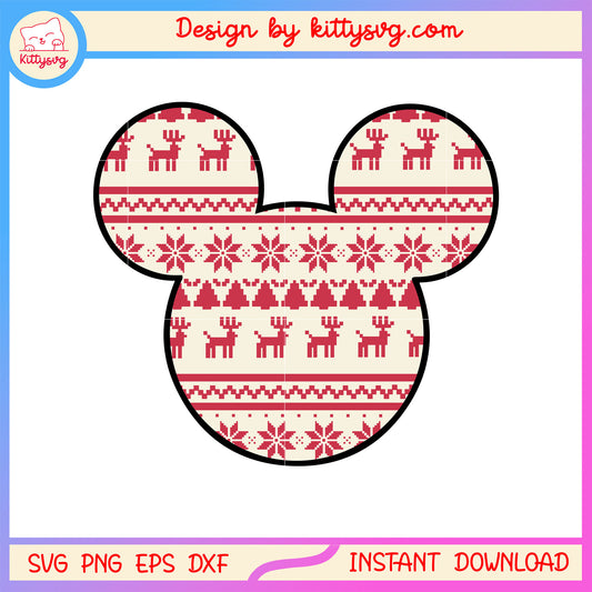 Christmas decor disney mickey head svg, vintage christmas pics svg