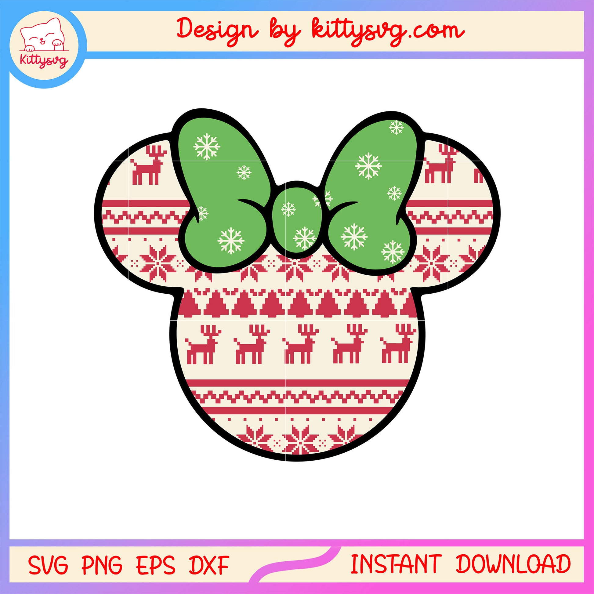 Christmas decor disney minnie head svg, merry christmas pics svg