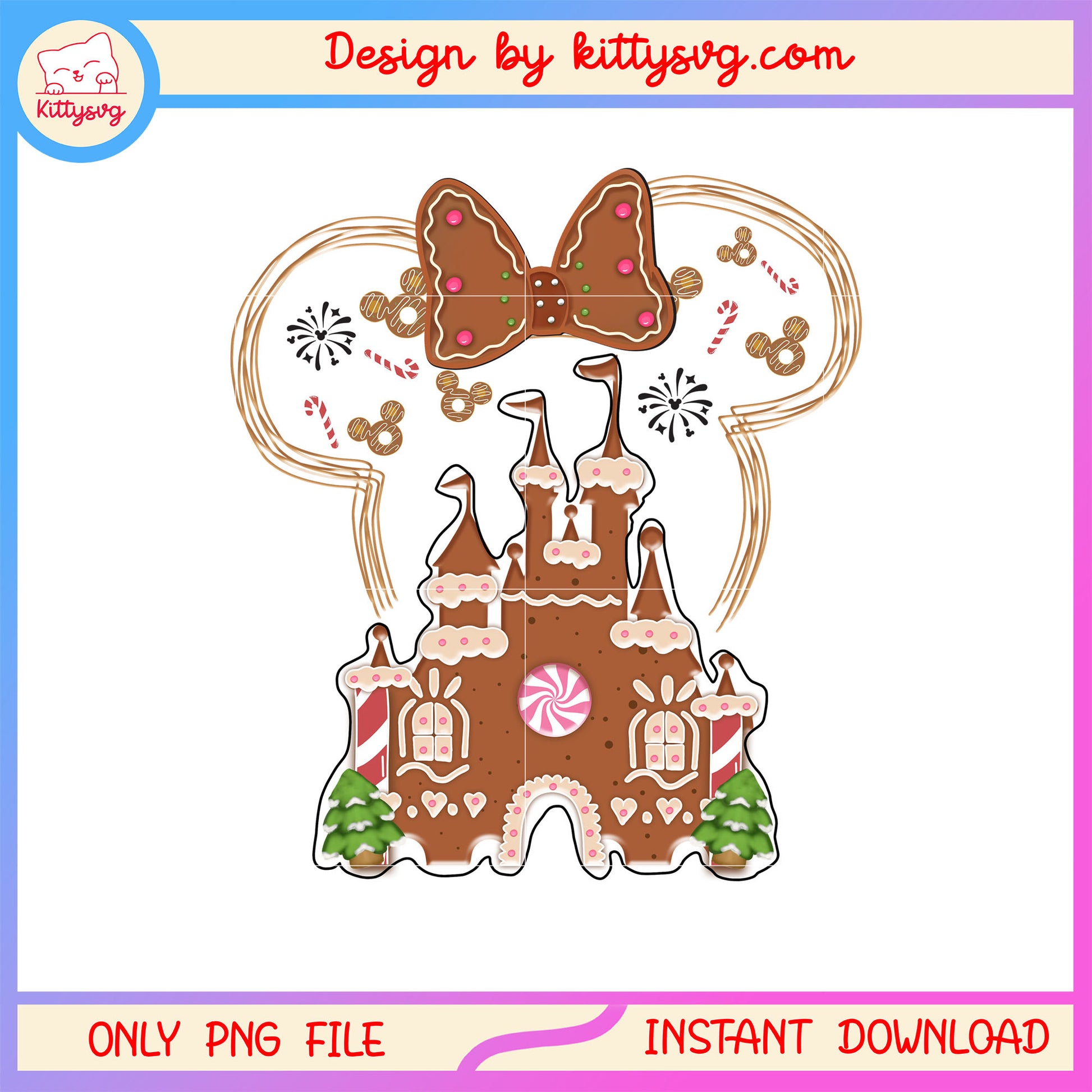 Christmas disney castle minnie png, disney minnie christmas png