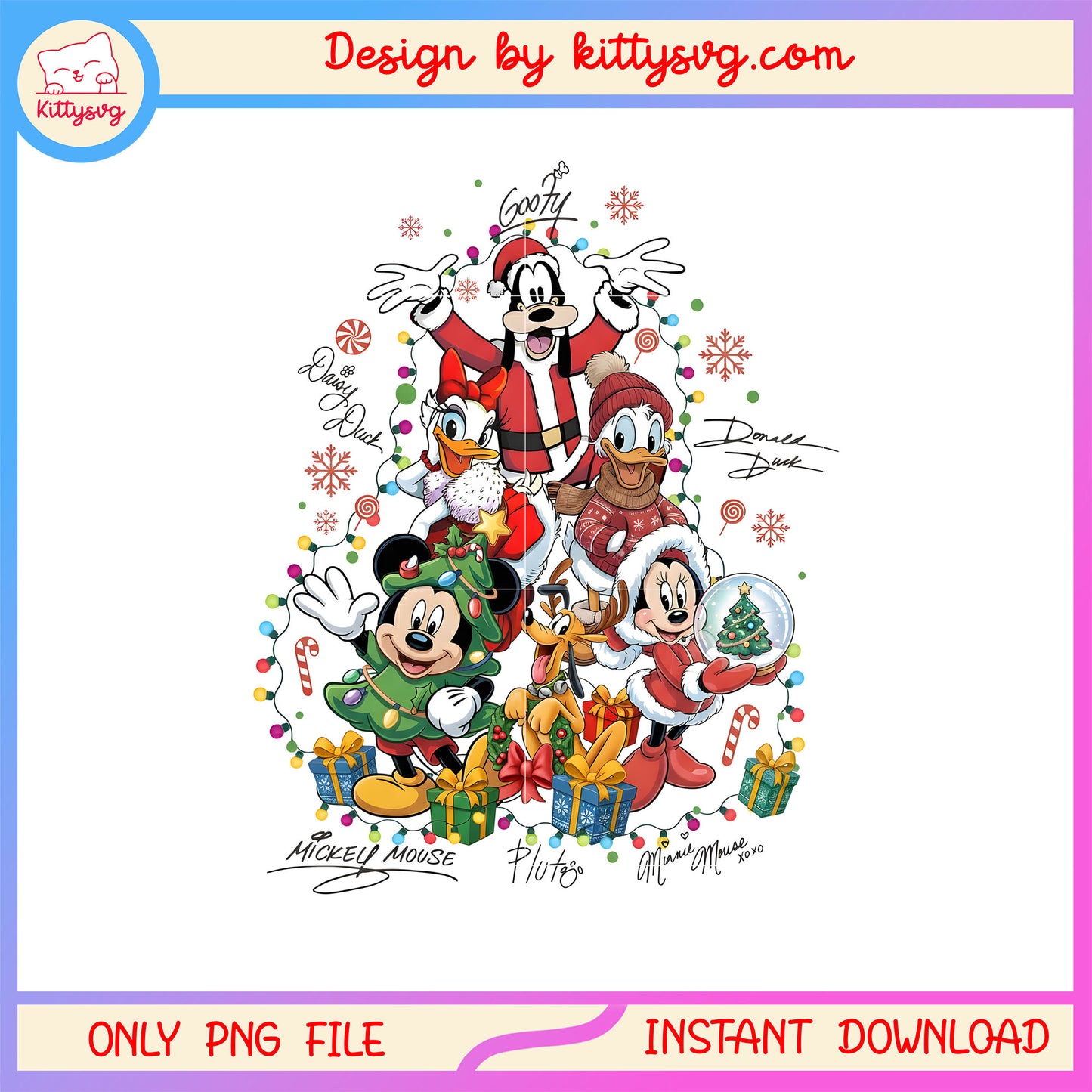 Christmas disney mickey cartoon design png, disney christmas png