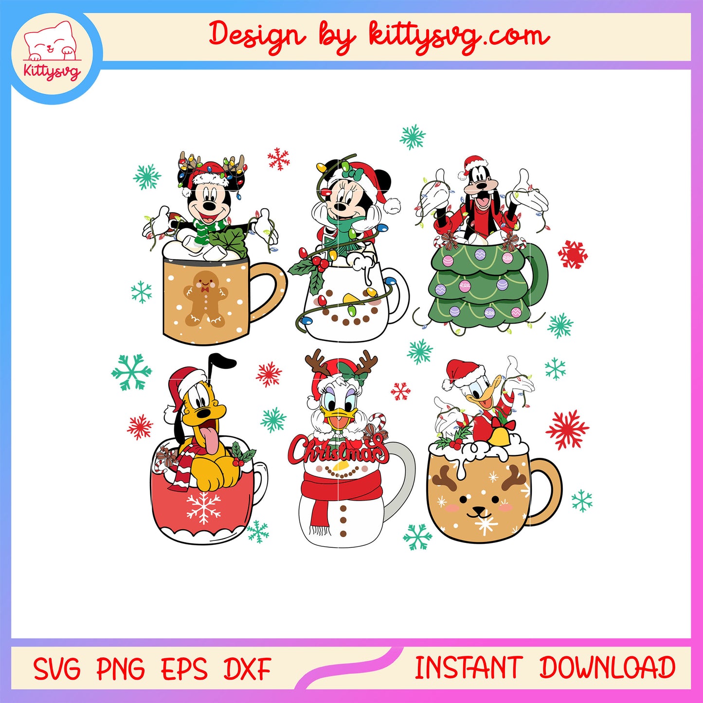 Christmas disney mickey friends in cup svg, christmas art svg
