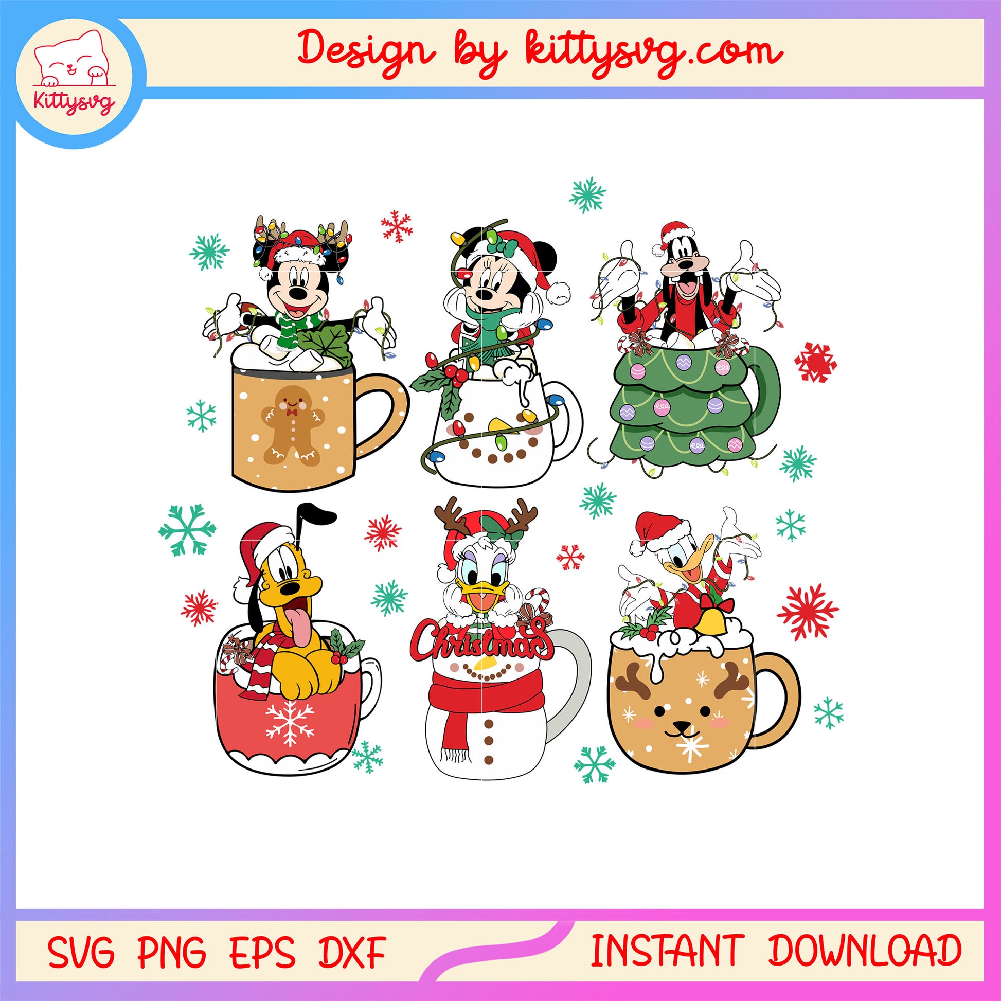 Christmas disney mickey friends in cup svg, christmas art svg