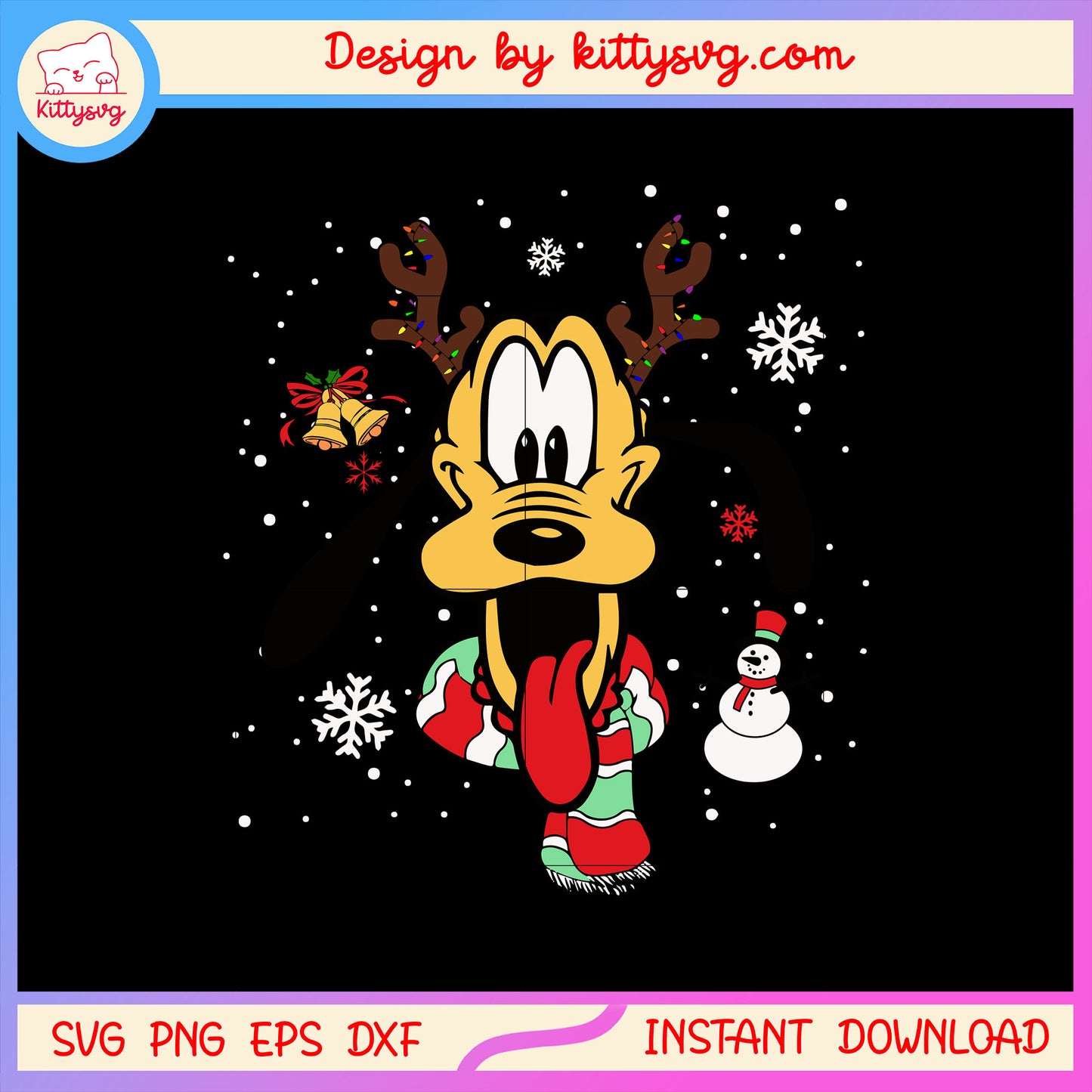 Christmas disney pluto head design svg, disney pluto character svg