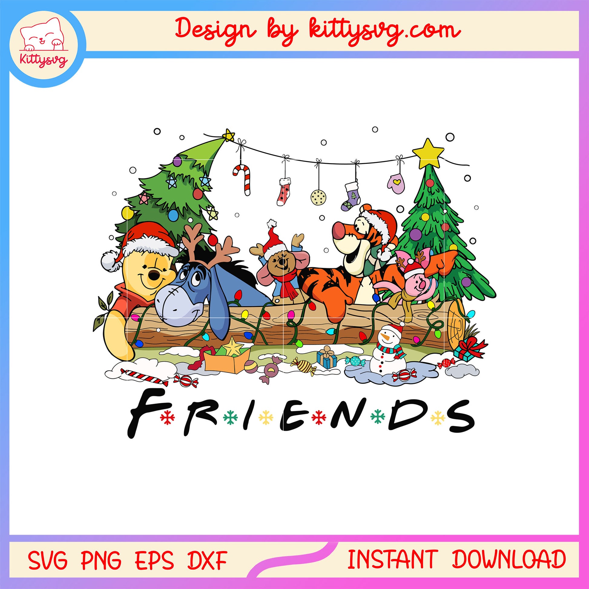Christmas friends winnie the pooh disney svg, merry x mas svg