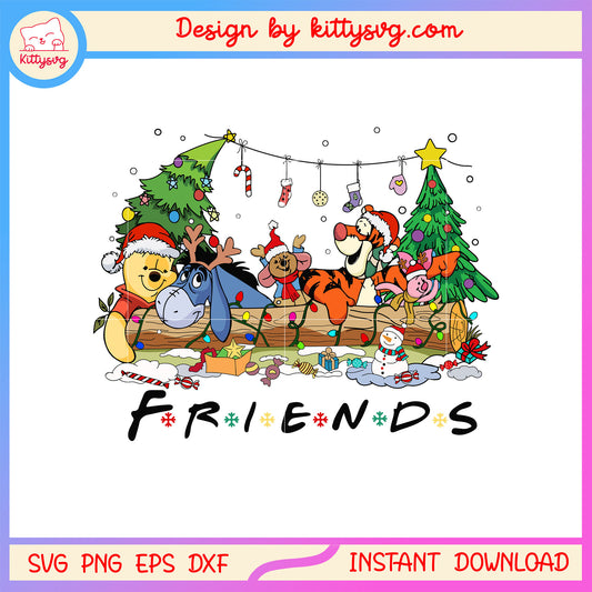 Christmas friends winnie the pooh disney svg, merry x mas svg