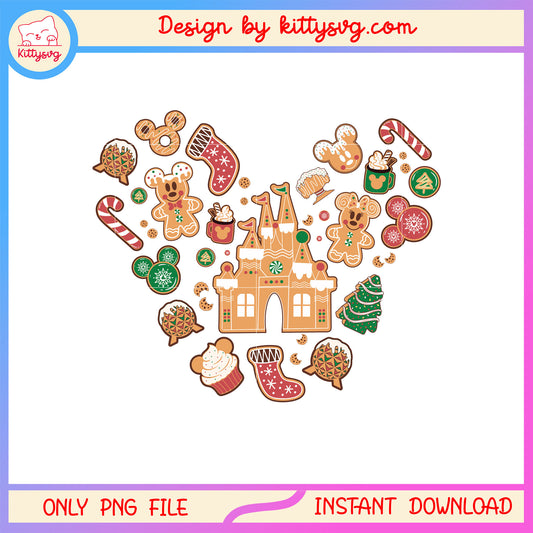 Christmas gingerbread cookies castle png, christmas ornaments png 
