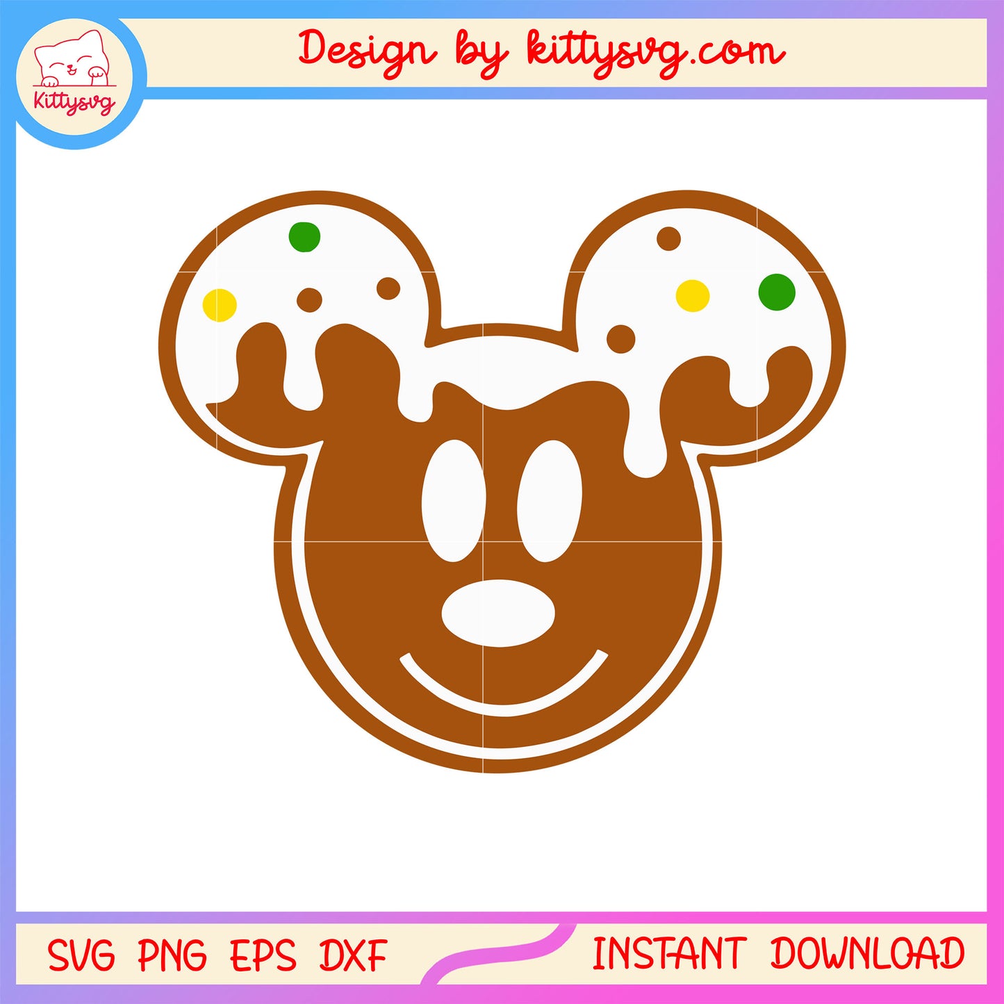 Christmas gingerbread disney mickey face svg, christmas pic art svg