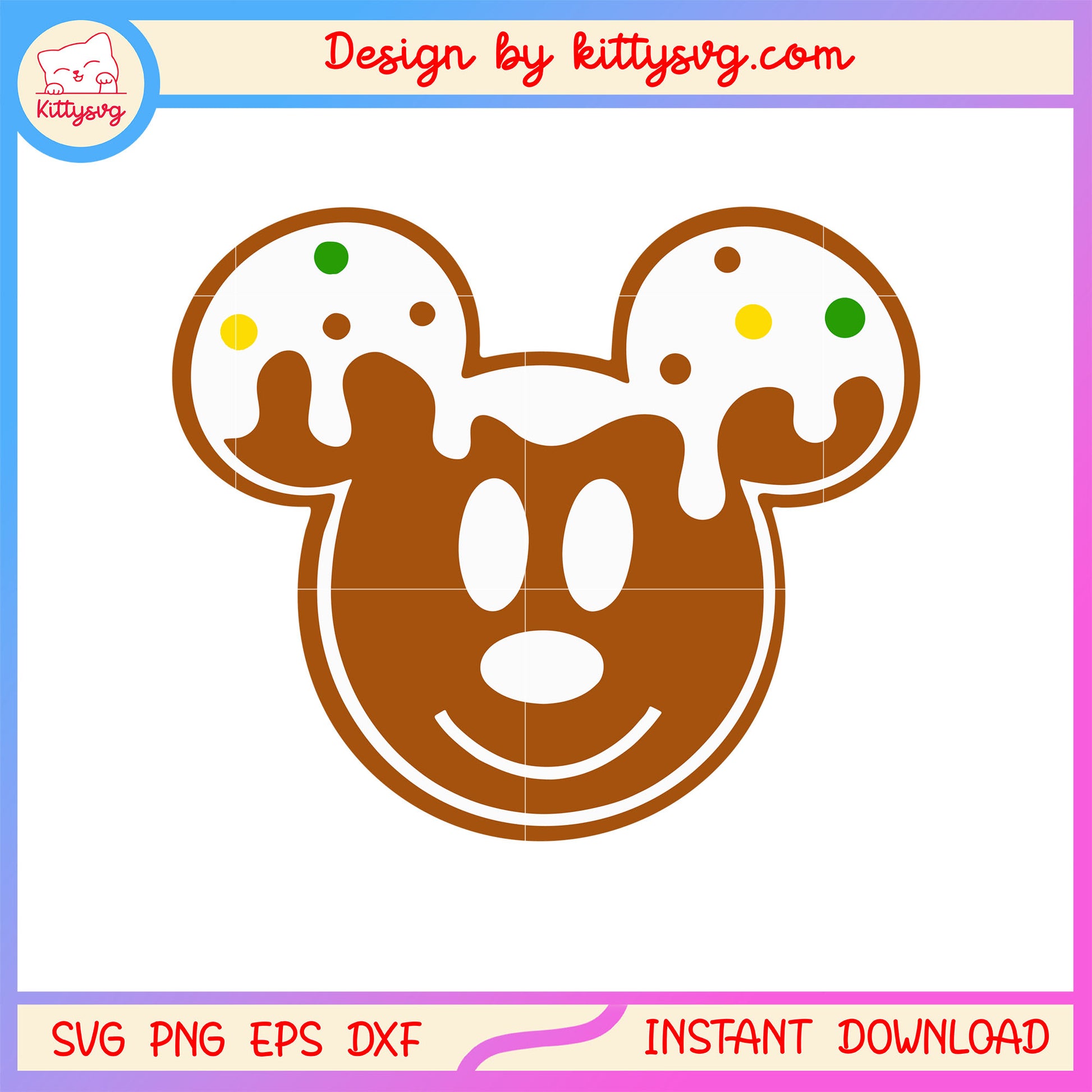 Christmas gingerbread disney mickey face svg, christmas pic art svg