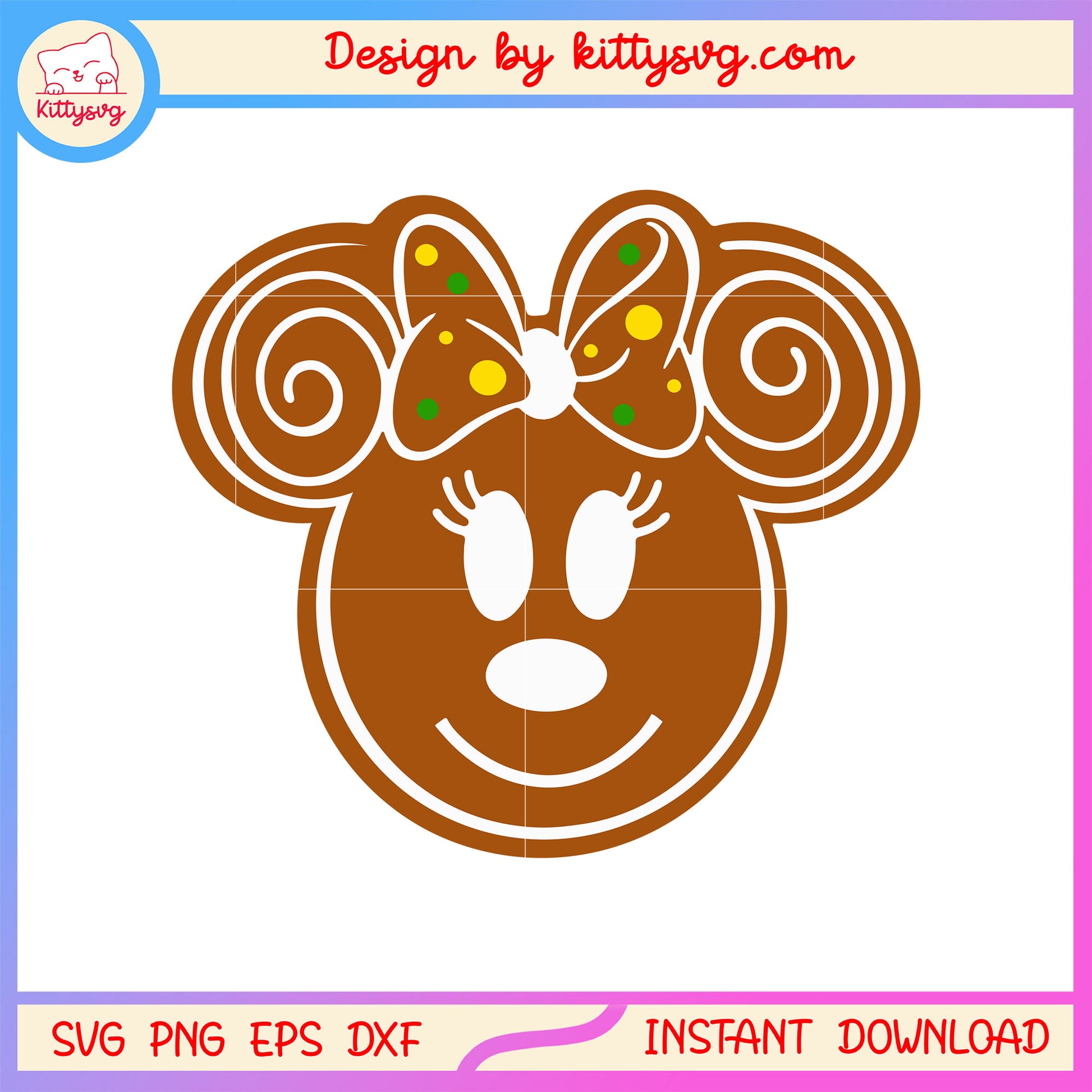 Christmas gingerbread disney minnie face svg, christmas pic svg
