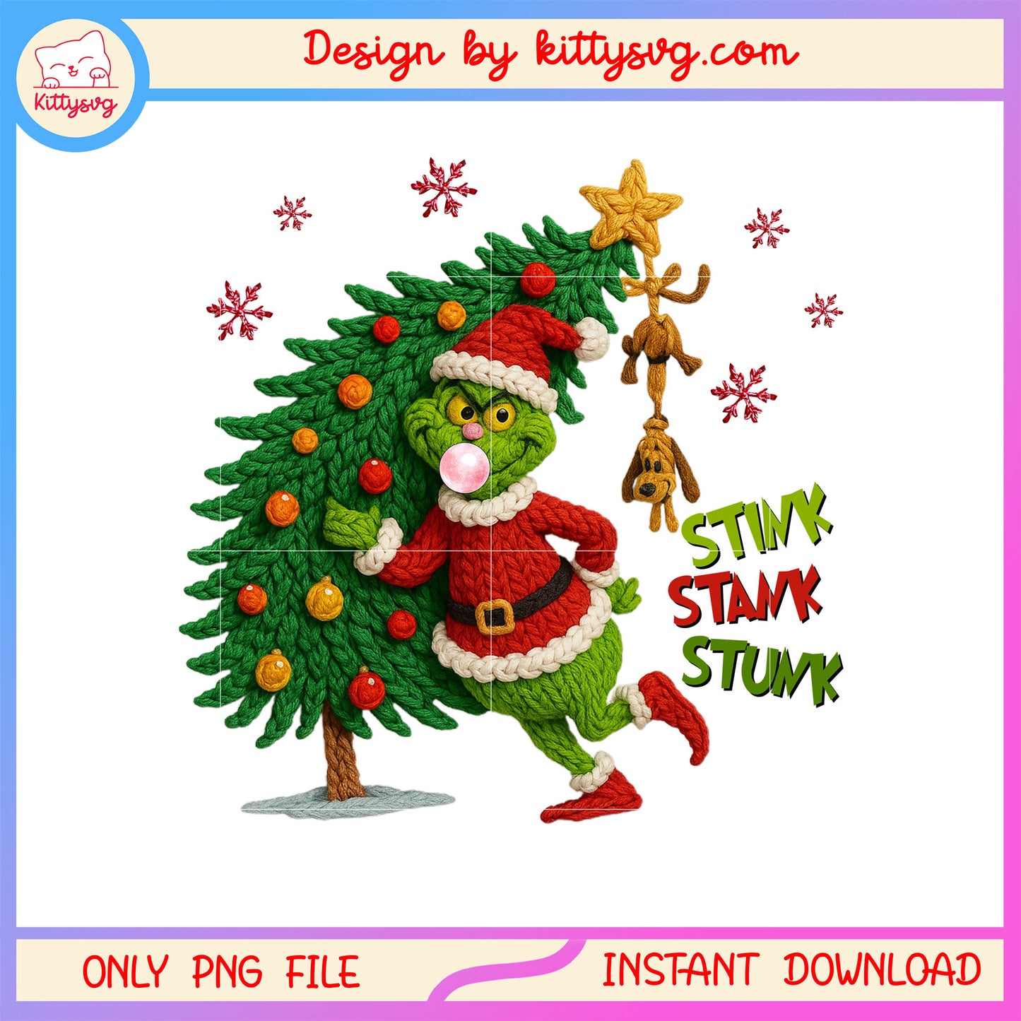 Christmas grinch stink stank stunk patchwork png, grinch tree png