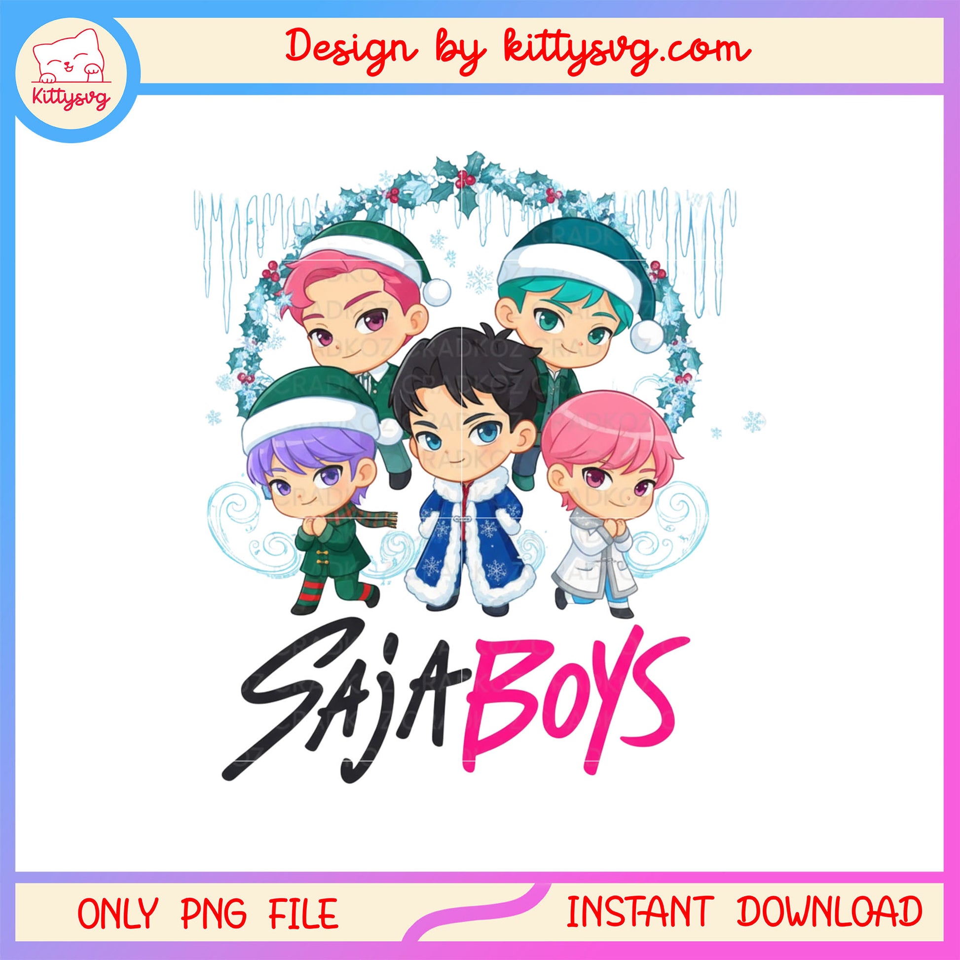 Christmas holidays kpop saja boys chibi png, saja boys png