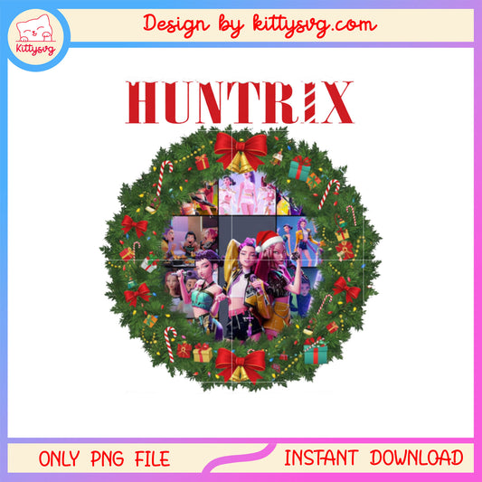 Christmas huntrix kpop coquette wreath png, huntrix band png