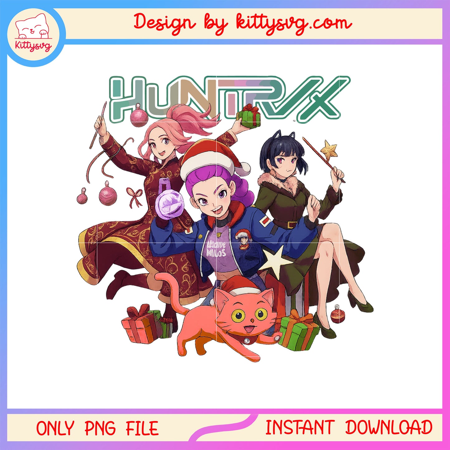 Christmas huntrix kpop hunters funny clipart png, kpop huntrix png