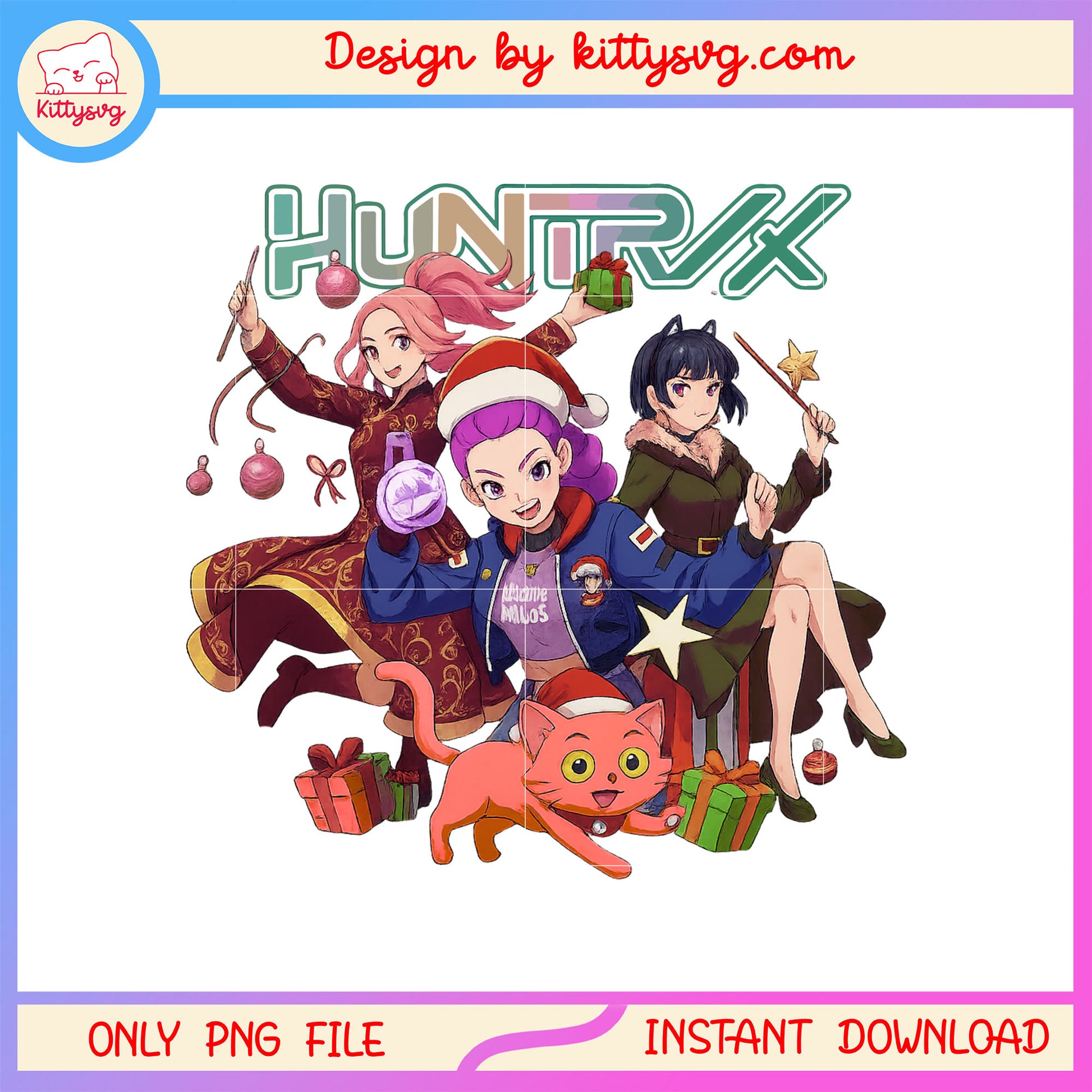 Christmas huntrix kpop hunters funny clipart png, kpop huntrix png
