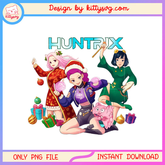 Christmas huntrix kpop hunters playing png, the huntrix band png