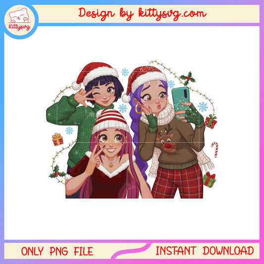 Christmas huntrix kpop take selfie photo png, kpop huntrix png