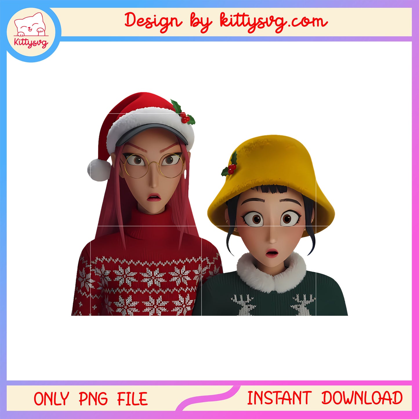 Christmas huntrix mira and zoey surprised face png, huntrix png