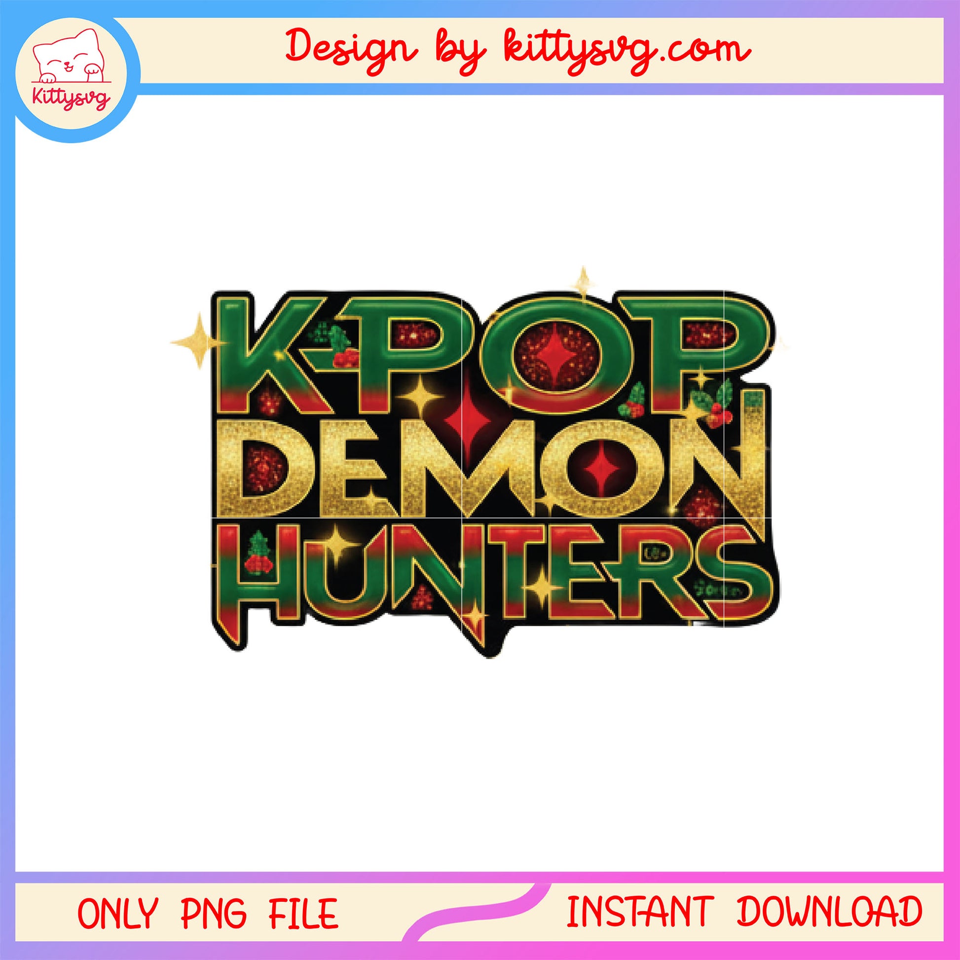 Christmas kpop demon hunters font design png, kpop hunter png 
