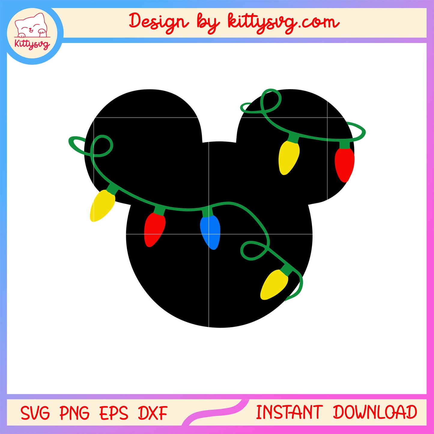 Christmas light disney mickey ear svg, disney christmas ears svg 