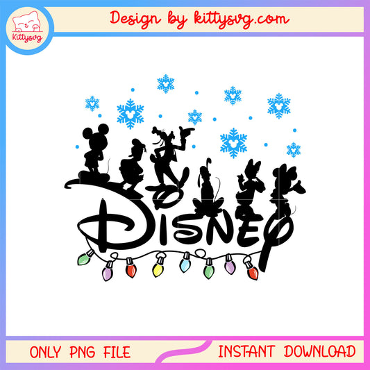 Christmas lights disney font design png, happy christmas film png 