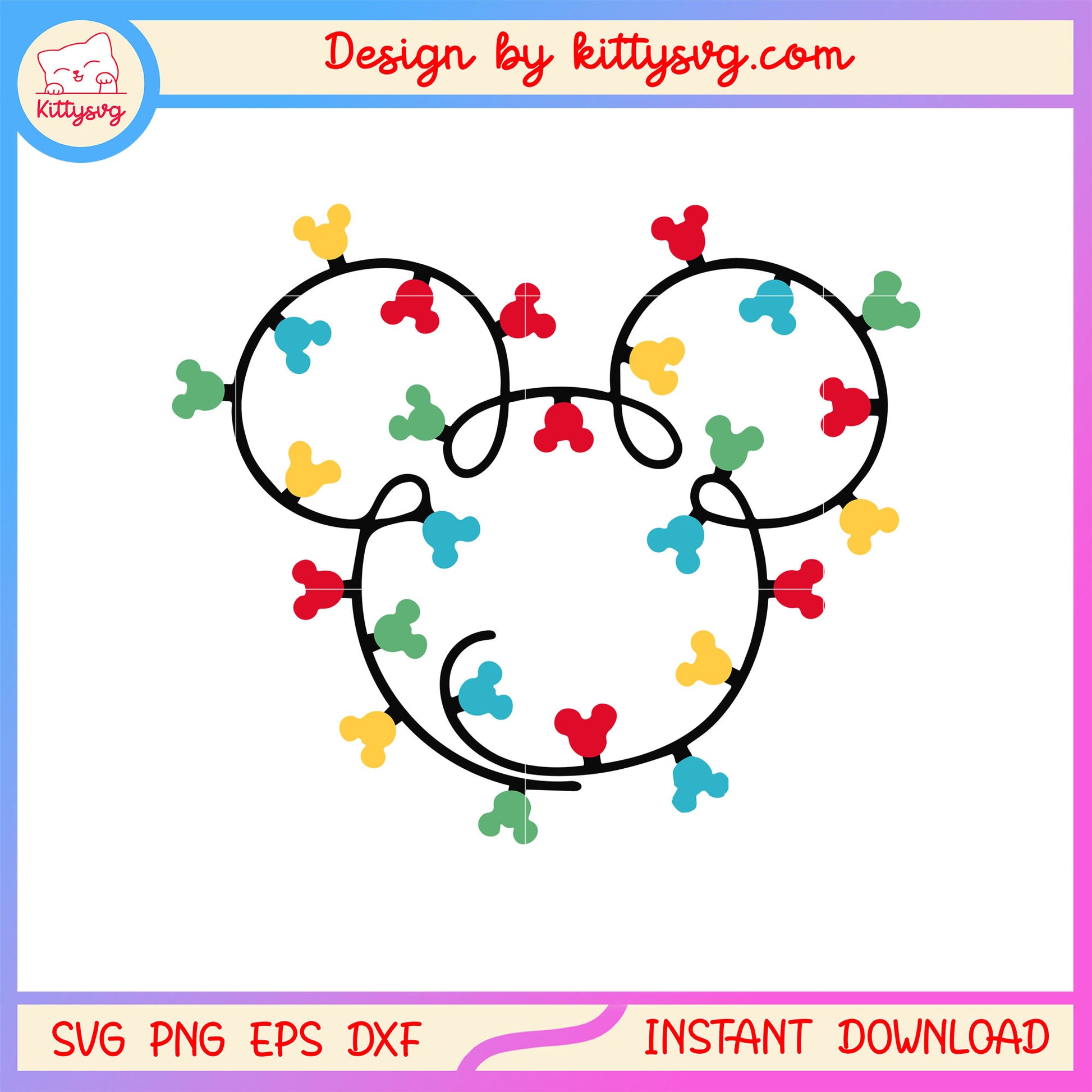 Christmas lights disney mickey face svg, christmas light svg
