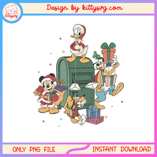 Christmas mail disney mickey with friends png, mickey friends png