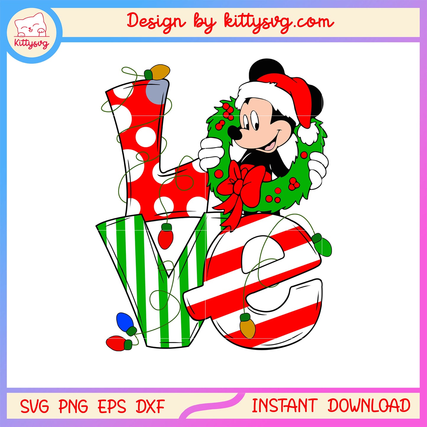 Christmas mickey disney wreath love font svg, mickey cartoon svg