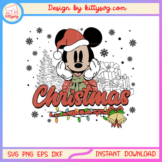 Christmas mickey wear santa hat design svg, christmas mickey svg
