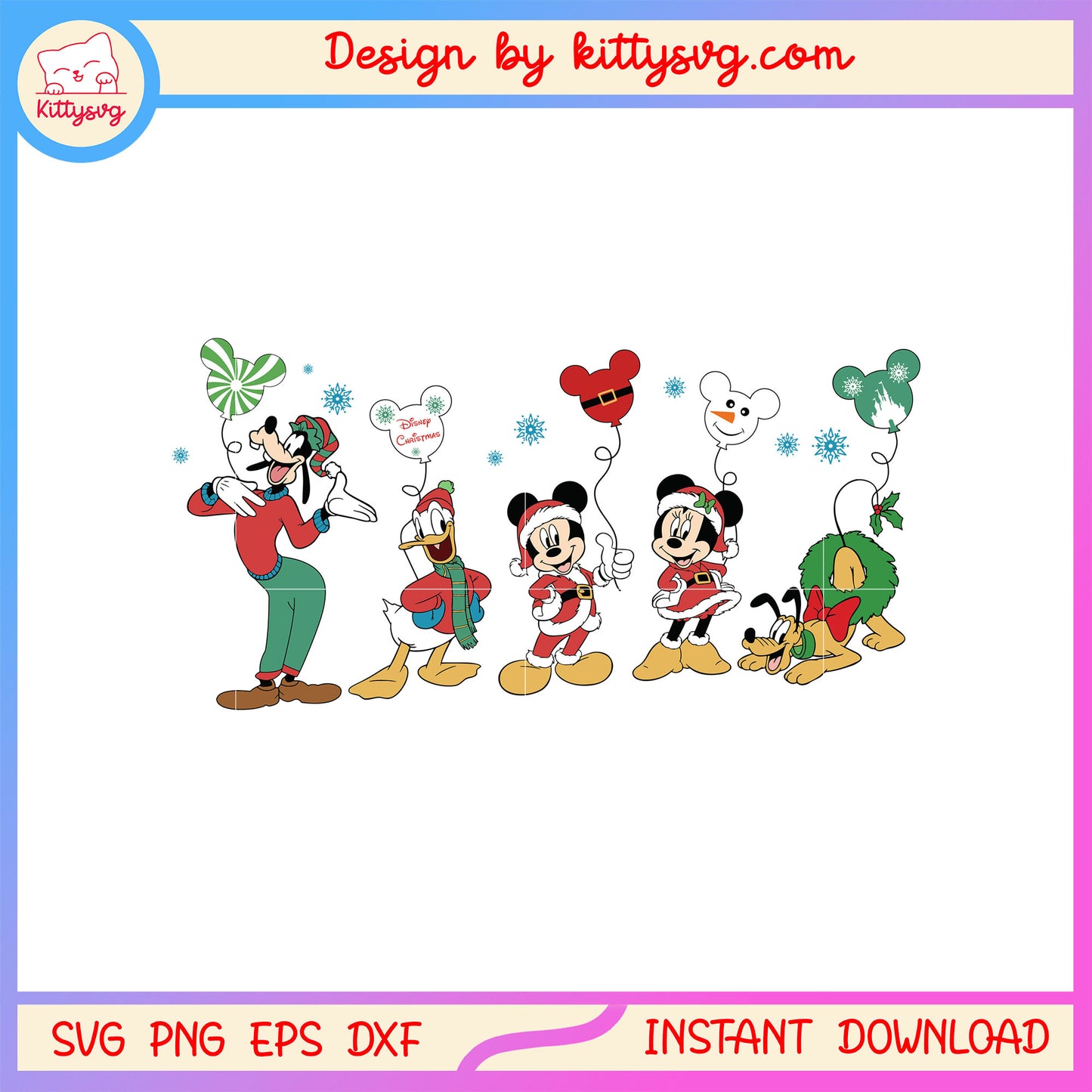 Christmas mouse and friends disney balloons svg, disney christmas svg