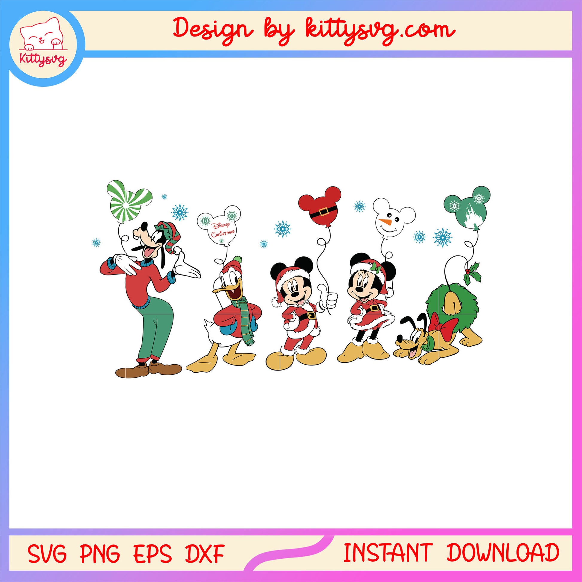 Christmas mouse and friends disney balloons svg, disney christmas svg