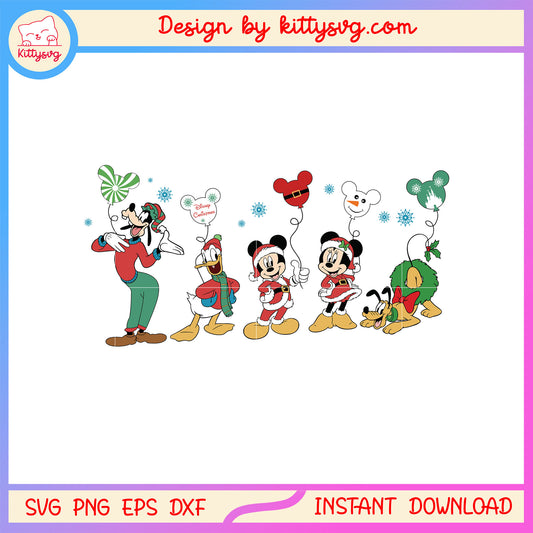 Christmas mouse and friends disney balloons svg, disney christmas svg