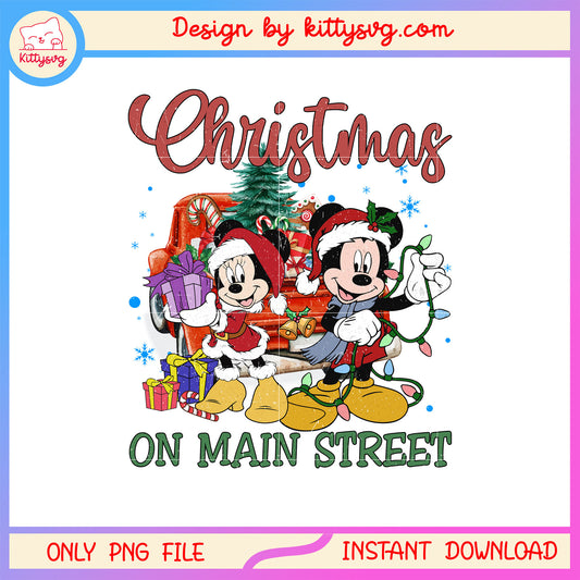 Christmas on main street minnie mickey disney png, christmas day png