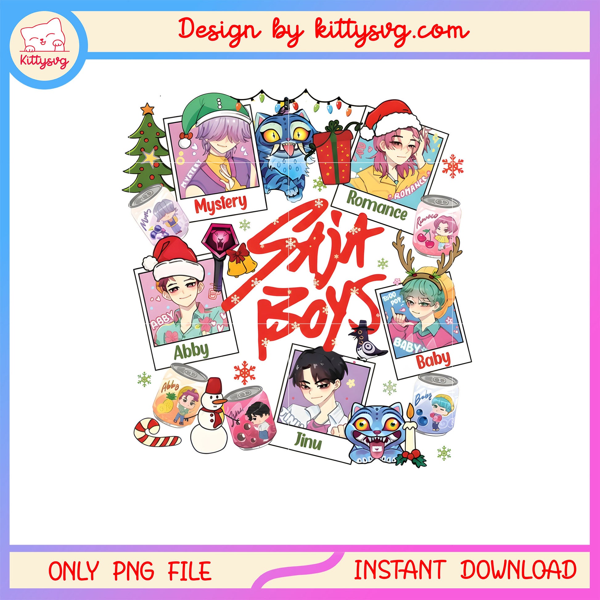 Christmas saja boys kpop card name png, kpop demon hunters saja boys pose png