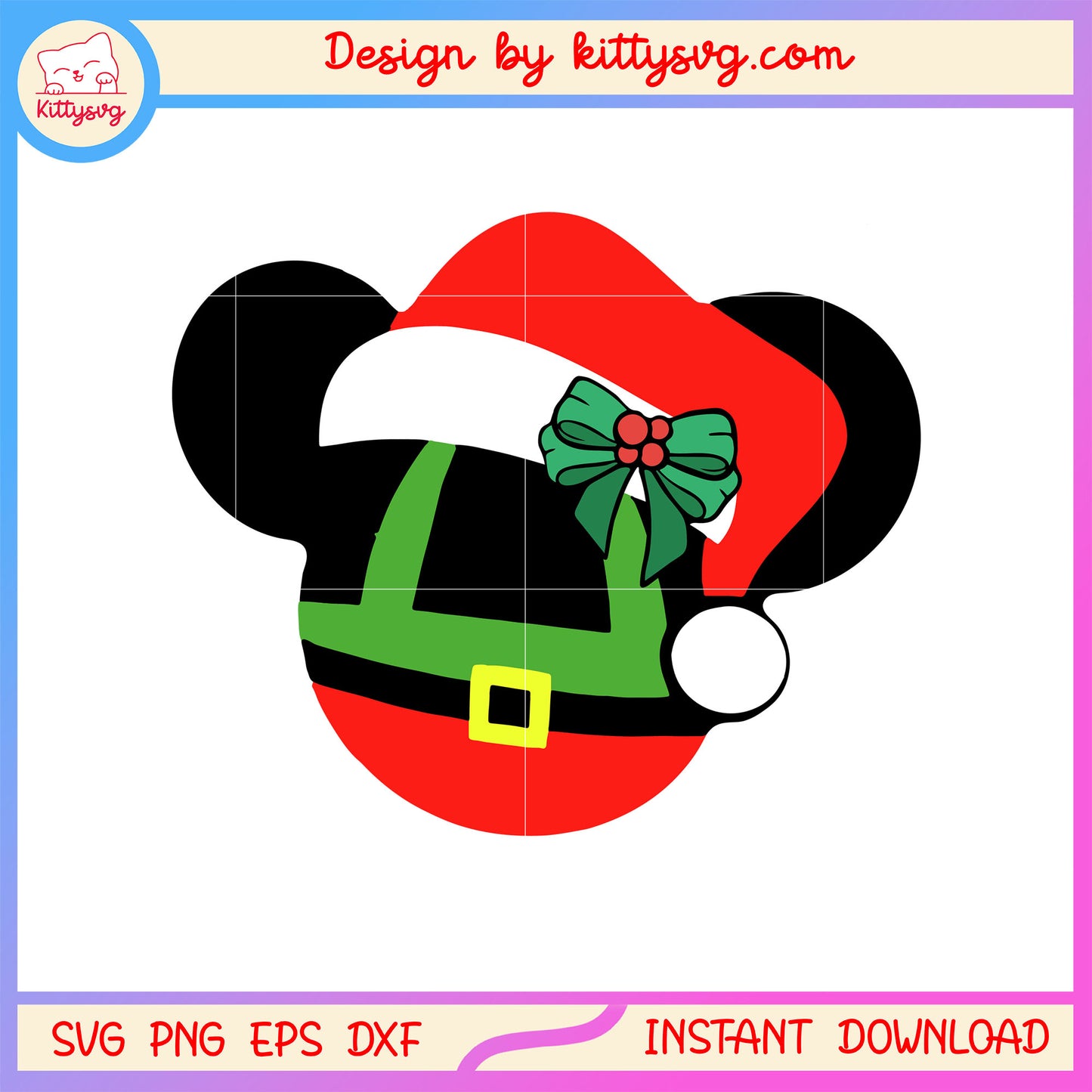 Christmas santa bow hat mouse disney svg, x mas movies svg