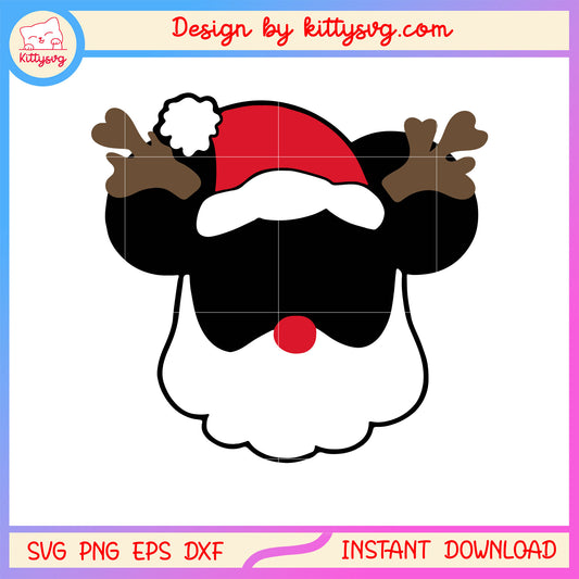 Christmas santa hat antlers disney mickey svg, mery x mas svg
