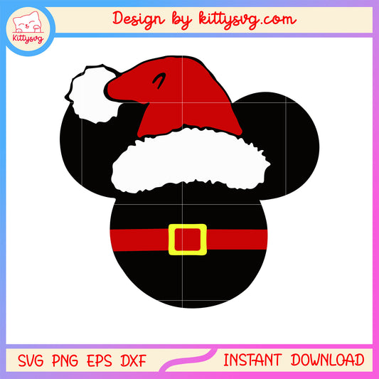 Christmas santa hat disney mickey ear svg, x mas images svg