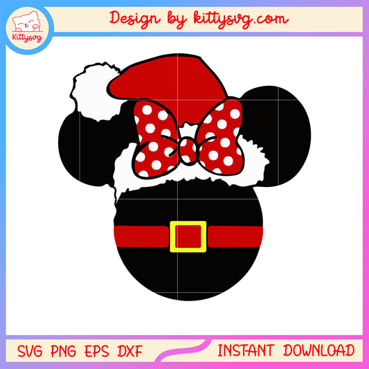 Christmas santa hat disney minnie ear svg, x-mas or xmas svg