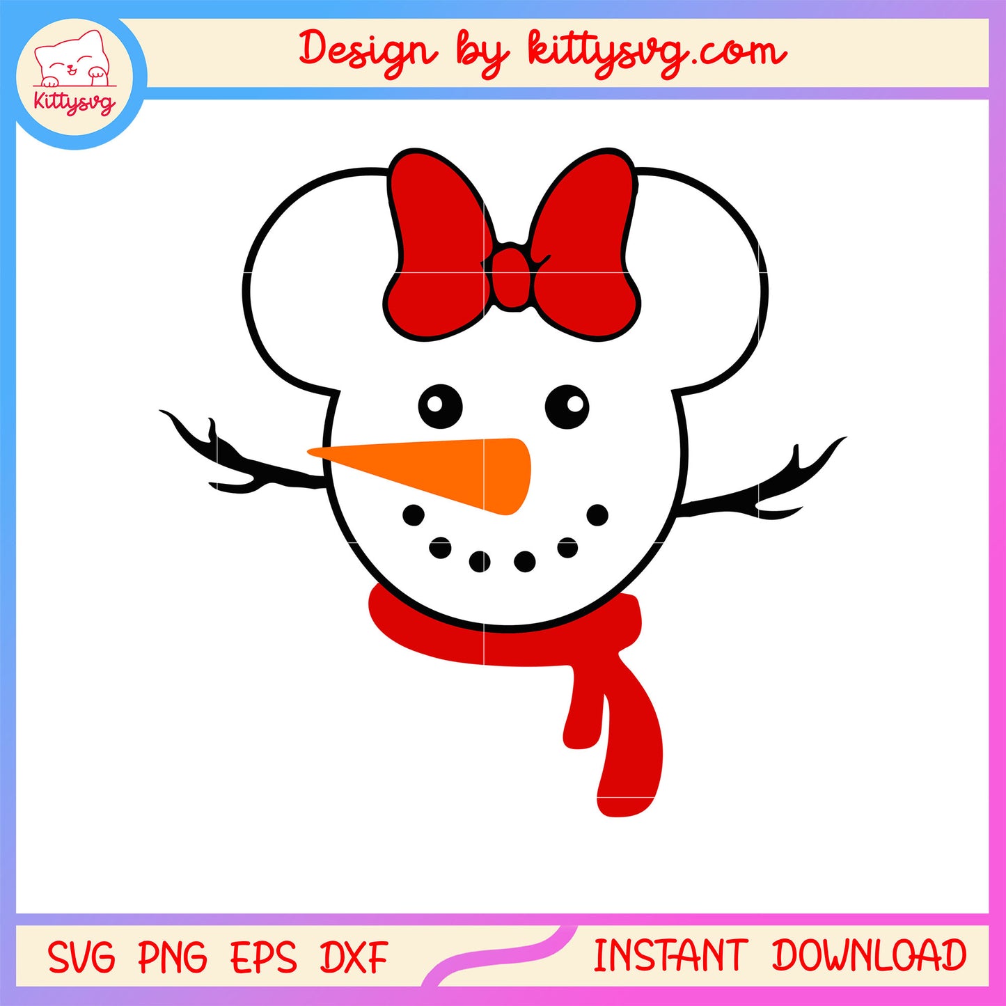 Christmas snowman disney minnie ear svg, disney merry christmas svg 