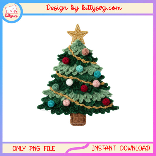 Christmas star tree lights crochet png, christmas clip art png