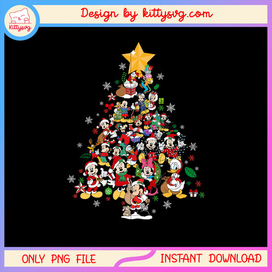 Christmas star tree mickey friends png, disney mickey character png
