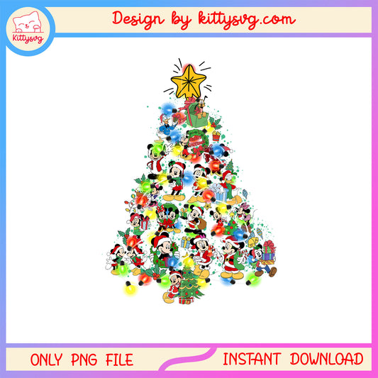 Christmas star tree with light mickey png, disney mickey movie png